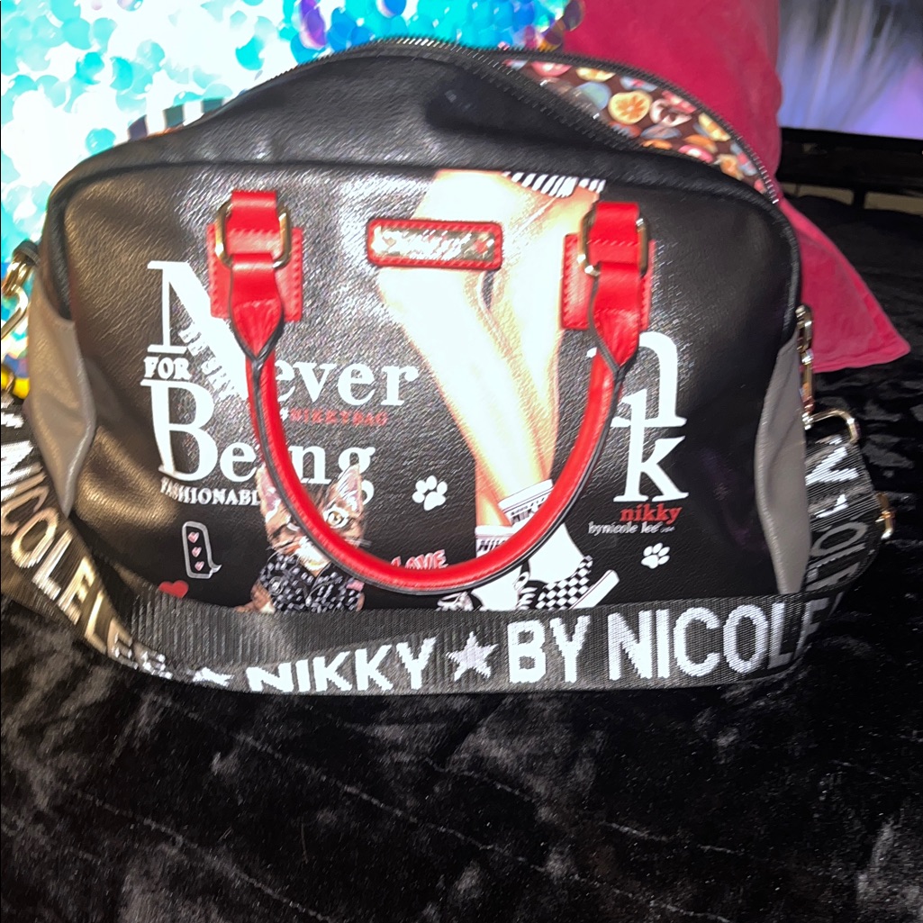 Nicole Lee Black And Red Satchel